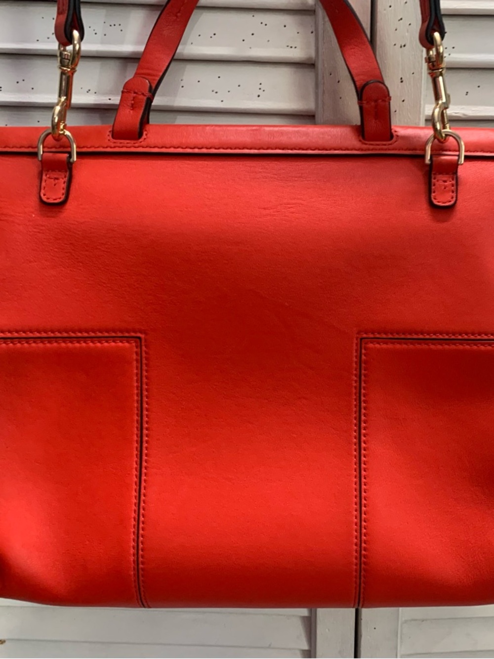 Tory Burch Block T Leather Satchel Crossbody Bag Vibrant Red - Picture 8 of 15